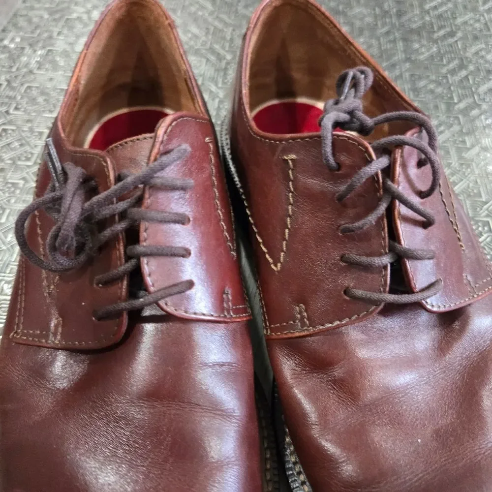 🐢 ECCO  Lisbon Plain Toe Cognac Brown Leather Oxford Shoes. Size EU42 US8-8.5